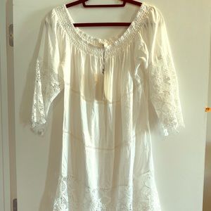 M/L White Solitaire Swim Crocheted Coverup (NWT)